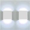 CHEVVY 2 Pezzi Applique LED Interni 7W Luce Bianco Fredda 6000K Quadrate Bianche Lampada da Parete Interno Classico