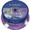 Verbatim DVD+R Double Layer 8x Speed 8,5 GB, stampabili, confezione da 25