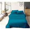 IlGruppone Completo Letto No Stiro Prodotto Italiano Set Lenzuola Tinta Unita Effetto Raso Lenzuolo sotto Fino 30 Cm con Angoli Elasticizzati sopra Federe - Petrolio - Una Piazza e Mezza