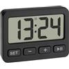TFA Dostmann Mini orologio digitale 60.2036.01 con funzione sveglia, cronometro, timer, ideale per viaggiare grazie al blocco tasti, orologio da tavolo, orologio da auto, orologio da examen, nero