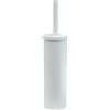 Gedy Tonga Scopino Bagno WC in Acciaio Inox Finitura Bianco Opaco, Scopino WC con Ciuffo in Setole Nere di Nylon, Scopino Bagno Base Ø 9,1xH37,7cm con Tazza Interna Estraibile per una Facile Pulizia