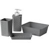 TATAY Set di 4 accessori da bagno (bicchiere + dispenser di sapone + portasapone + organizer A6) Bohol, polipropilene, senza BPA, 100% plastica riciclata, grigio antracite