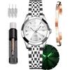 OLEVS Orologio Donna Moda Diamante Numeri Romani Donne Quarzo Analogico Acciaio Inossidabile Impermeabile Data Luminosa Orologio Donna Regalo