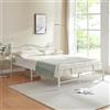 [en.casa] Struttura Letto in Acciaio con Testiera Alta Decorativa e Pediera Letto Matrimoniale con Zona di Riposo 160 x 200 cm Bianco