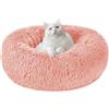 Nepfaivy Cuccia Gatto Cane Interno Morbida - Cuscino per Cani Gatti Nuvola Soffice Peluche Rotondo da Ciambella, Letto Pelosa Antistress per Animale Domestico Piccola (M-50cm/19.7in, Rosa)