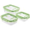 Lékué Lekue Set di 3 contenitori rettangolari ermetici per alimenti, in vetro, colore: verde