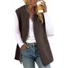 rtdgcv Gilet trapuntato da donna, in lana d'agnello, casual, maglione spesso, da donna, senza maniche, davanti aperto, caffè, XL
