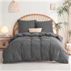WAVVE Sacco Copripiumino Singolo 240x260 cm - Set Copripiumino Letto Singolo con Federa 65x65 cm, Copripiumone in 100% Microfibra, Grigio