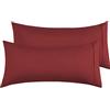 Poligino Federe Cuscini Letto Matrimoniale 50x90 cm,Coppia Federe in Microfibra Chiusura a Busta - Bordeaux