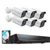 Reolink 4K Kit Videosorveglianza PoE, Rilevamento Intelligente di Uomo e Veicolo, 8CH 2TB NVR + 6x Telecamera Esterno PoE Impermeabile, Visione Notturna Infrarossa 30m, Registrazione 24/7, RLK8-800B6