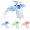 KEOKBON Rubinetto Bagno, Luci LED Rubinetto, Miscelatore monocomando Cascata Rubinetto, Acqua Fredda e Calda Rubinetto, Ottone Cromato