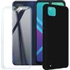 CXKJ Custodia per Wiko Y82 (6.10 Pollice) Nero Cover + [2 Pezzi] Pellicola Vetro Temperato, Morbido Silicone Custodie Protettivo TPU Gel Cover Protezione Case - Nero