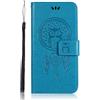 Midmelon Cover per Xiaomi Mi 9, motivo: gufo goffrato, custodia per cellulare, resistente ai graffi, con scomparti per carte di credito e supporto orizzontale, colore: blu