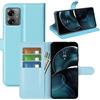 Fertuo Cover per Motorola Moto G14, Custodia Portafoglio Cover a Libro in Pelle Flip Case con Silicone Bumper, Fibbia Magnetica, Porta Carte, Kickstand, per Motorola Moto G14, Blu