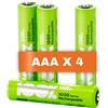100% PeakPower Batterie Ricaricabili AAA - Set da 4 - Serie 1000 | 100% PeakPower | Pile Ministilo NIMH AAA - Alta Capacità