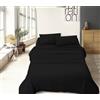 IlGruppone Completo Letto No Stiro Prodotto Italiano Set Lenzuola Tinta Unita Effetto Raso Lenzuolo sotto Fino 30 Cm con Angoli Elasticizzati sopra Federe - Nero - Una Piazza e Mezza