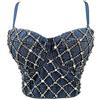 Woboren Strass Punk Goth Push Up Bra Top Clubwear Party Bustier Crop Top