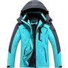 BenBoy Donna Giacca da Sci Impermeabile Giacca invernale Antivento Cappotto con Pile Caldo con Cappuccio Escursionismo Montagna Cappotto da Snowboard CFY813W-Blue-L