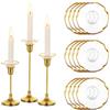 Glasseam Bobeches Candele in Vetro Portacandele, Oro Bordo Candela Bastoni Titolare Wax Catchers, 12pcs Chic Candela Drip Protector per Portacandele Set, Portacandele A Goccia per La Decorazione