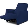 BIANCALUNA - Copripolotrona elastico Genius Lounge reclinabili Anti Macchia - 1 posto da 65 a 110 cm Copridivano tinta unita Made in Italy - Blu Sugar