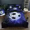 FANSU Copripiumino una Piazza e Mezza 200x200cm, Set di Biancheria da Letto Calcio Reversibile Stampa, Set Copripiumone in Microfibra da 3 Pezzi con 2 Federa e Copripiumini a Cerniera, Nero Blu