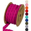 Halbach Seidenbänder Cordoncino di cotone riciclato, larghezza 10 mm/lunghezza 4 metri, filato di cotone sostenibile per macramè, corda naturale per fai da te, colore: rosa