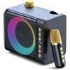 CISSIYOG Casse karaoke, Sistema di Karaoke con 2 microfoni wireless, 9D Bluetooth Karaoke Professionale, Portatile Karaoke Completo con 7 luci LED/7 cambi di voce, Supporto AUX IN/USB/TF per Festa/Dare Regali