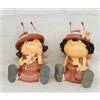2 PZ Salvadanaio resina APE BAMBINA ROSA 11.5x9x13 cm BOMBONIERA 0RWQ