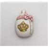 12 PZ Calamita magnete BIBERON rosa con corona ORO resina BOMBONIERA 14AP