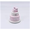 6 PZ Salvadanaio TORTA in resina rosa con TRENINO 9x8 cm BOMBONIERA 17MP