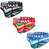 JOCKMAIL Confezione da 3 slip da uomo in cotone a righe arcobaleno biancheria intima slip comodi mutande, Nero+rosso+blu, M