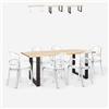 AHD Amazing Home Design Set 6 sedie trasparenti policarbonato tavolo 180x80cm industriale Jaipur L