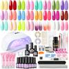 COSCELIA Kit Semipermanente Unghie Professionale con Top Coat Matte Set e Gel Ricostruzione Unghie, Kit Unghie Gel Completo e Lampada 80w, Gift for Women