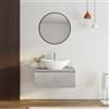 DEGHI Mobile bagno sospeso portalavabo 80 cm in legno grigio pietra opaco con lavabo e specchio - Plain