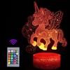 JOLLYEEP Regali Unicorno per Ragazze, Luce Notturna Unicorno per Bambini, Telecomando 16 Cambia Colore Dimmerabile, Lampada da Illusione 3D a Luce LED per Cameretta Arredamento Camera da Letto
