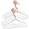 ABHENG Grucce in Velluto per Bambini, 50 Pezzi, Salvaspazio, Antiscivolo, Morbido, Gancio Girevole a 360°, per cappotto, abito, pantaloni, giacca, 30 x 0,6 x 20,5 cm (L x B x H), Bianco, AFY0350W