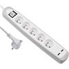 Electraline 35607 Multipresa con 5 Prese e 2 usb Cover in Silicone protezione contro urti, Grigio, 2 m
