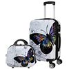 World Traveler Set di 2 bagagli a mano con farfalla bianca e nera, multicolore, multicolore, 50,8 x 33 x 22,9 cm, farfalla bianca e nera, set di 2 valigie a mano, Multicolore, 20x13x9 inches, Set di