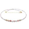 Eloboe essence Collana con opale rosa pietre naturali 4 mm di spessore in argento sterling 925 placcato in oro 24K lunghezza 40 cm espandibile a 45 cm