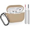 KOKOKA Custodia in Silicone Compatibile per AirPods Pro 2 2022 e 2019 con Kit di Pulizia, Case Cover Protettiva in Premium Silicone per Airpods Pro 2a e 1a Generazione con Moschettone, Milk Tea
