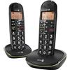 Doro PhoneEasy 100w Duo Telefono Cordless con ricevitore aggiuntivo (Base di Ricarica, Vivavoce), Nero