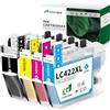 Greenjob LC422XL Cartucce Compatibili per Brother LC422 LC-422XL LC-422XLVAL Value Pack per Brother MFC-J5740DW MFC-J5340DW MFC-J6540DW MFC-J6940DW MFC-J5345DW (1 Nero, 1 Ciano, 1 Magenta, 1 Giallo)