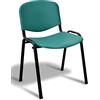 GALIZIA prjme Galizia Prime sedia fissa impilabile, telaio in acciaio verniciato nero con sedile e schienale in plastica colorata antigraffio (Verde, 4)