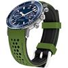 Kai Tian Durevole Due Toni In Silicone Curvo Estremità 22mm Racing Cinturino In Gomma Orologio Verde Esercito (Punto Nero) Per Gli Uomini Le Donne