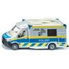 Siku 2301, Auto della Polizia Mercedes-Benz Sprinter, Giocattolo della Polizia, 1:50, Metallo/Plastica, Blu/Bianco, Antenna Parabolica Rotante, Tetto Rimovibile, Vari Portelli Apribili