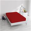 Italian Bed Linen Lenzuolo Sotto con Angoli Piazza e Mezzo, Microfibra, Made in Italy, Lenzuola 120x200 con angolo 35cm, Rosso