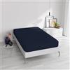 Italian Bed Linen Lenzuolo Sotto con Angoli Piazza e Mezzo, Microfibra, Made in Italy, Lenzuola 120x200 con angolo 35cm, Blu Scuro