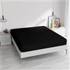 Italian Bed Linen Lenzuolo Sotto con Angoli Matrimoniale, Microfibra, Made in Italy, Lenzuola 170x200 con angolo 35cm, Nero