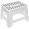 DRW Sgabello pieghevole in polipropilene bianco e nero 32 x 25 x 22 cm, seduta: 29 x 22 cm