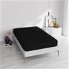 Italian Bed Linen Lenzuolo Sotto con Angoli Piazza e Mezzo, Microfibra, Made in Italy, Lenzuola 120x200 con angolo 35cm, Nero